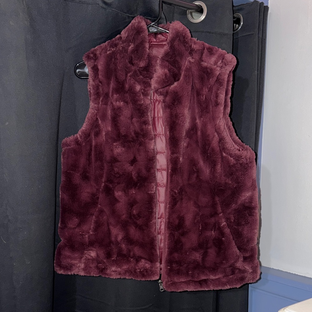 Plush Burgundy Faux Fur Vest